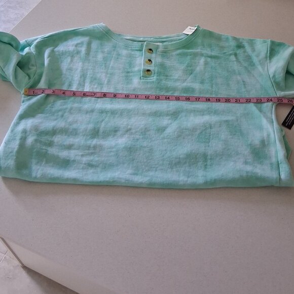 The Sweatshirt Project Oversized Teal Tie Dye Henley Sweatshirt Women's Size L - Picture 13 of 16